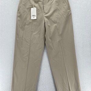 Zara Men's Khaki Straight-Leg Chinos